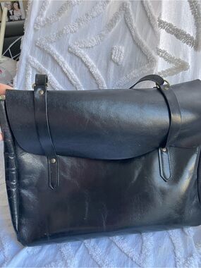 Black Leather Satchel or Messenger Bag